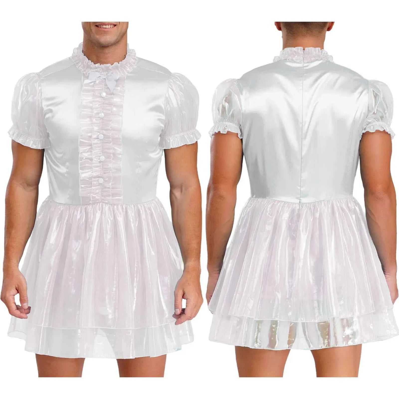 Mens Sissy Crossdress Ruffled Dress