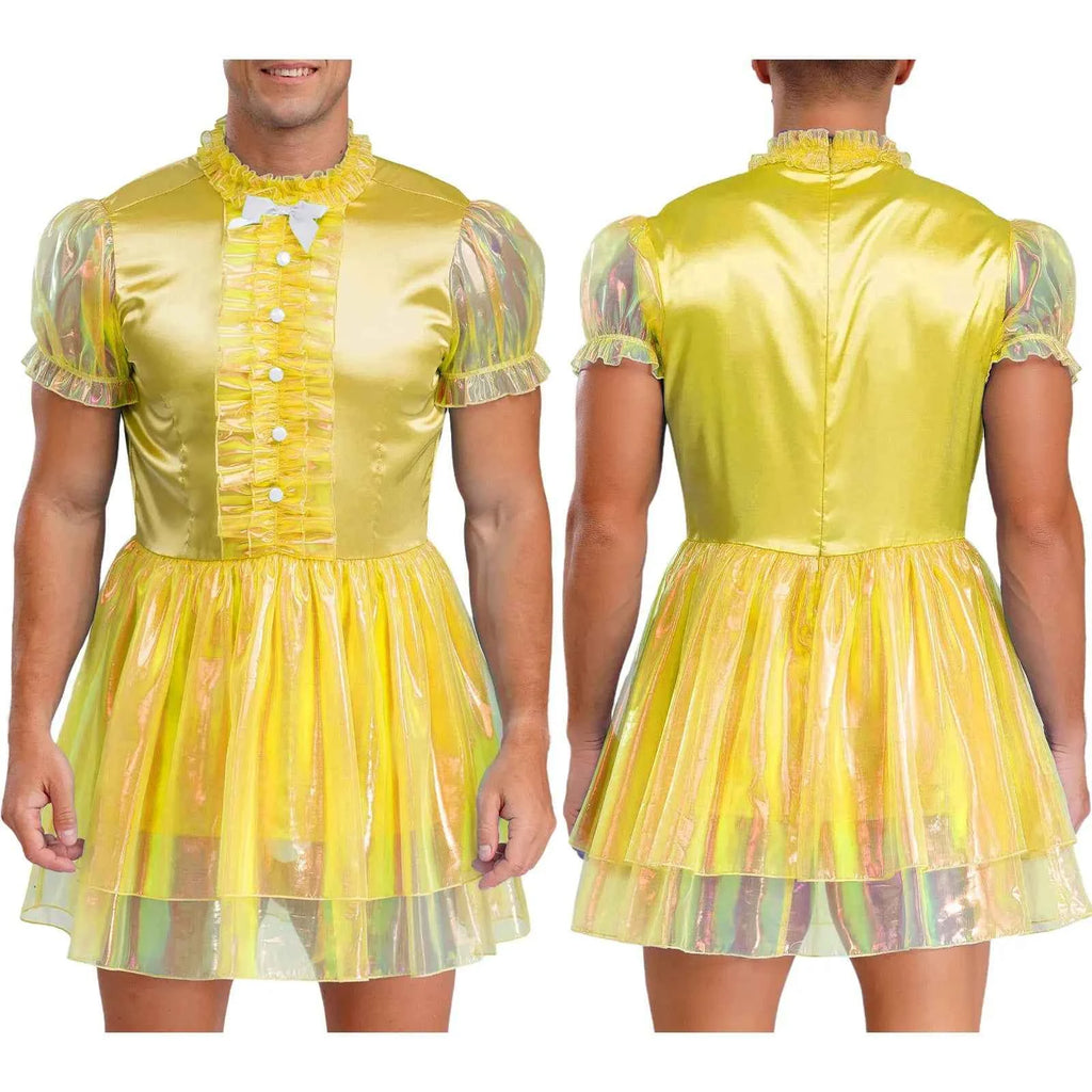 Mens Sissy Crossdress Ruffled Dress