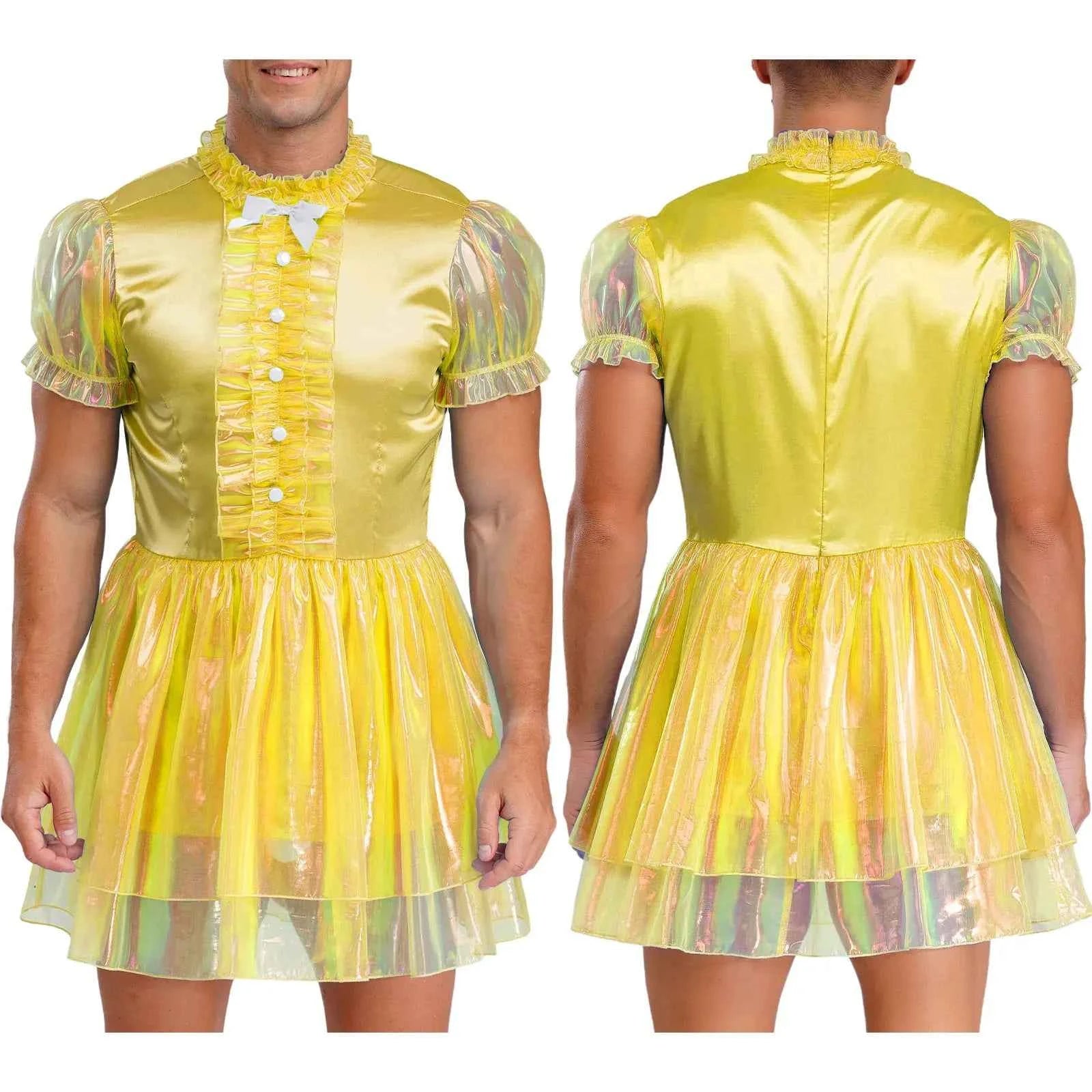 Mens Sissy Crossdress Ruffled Dress