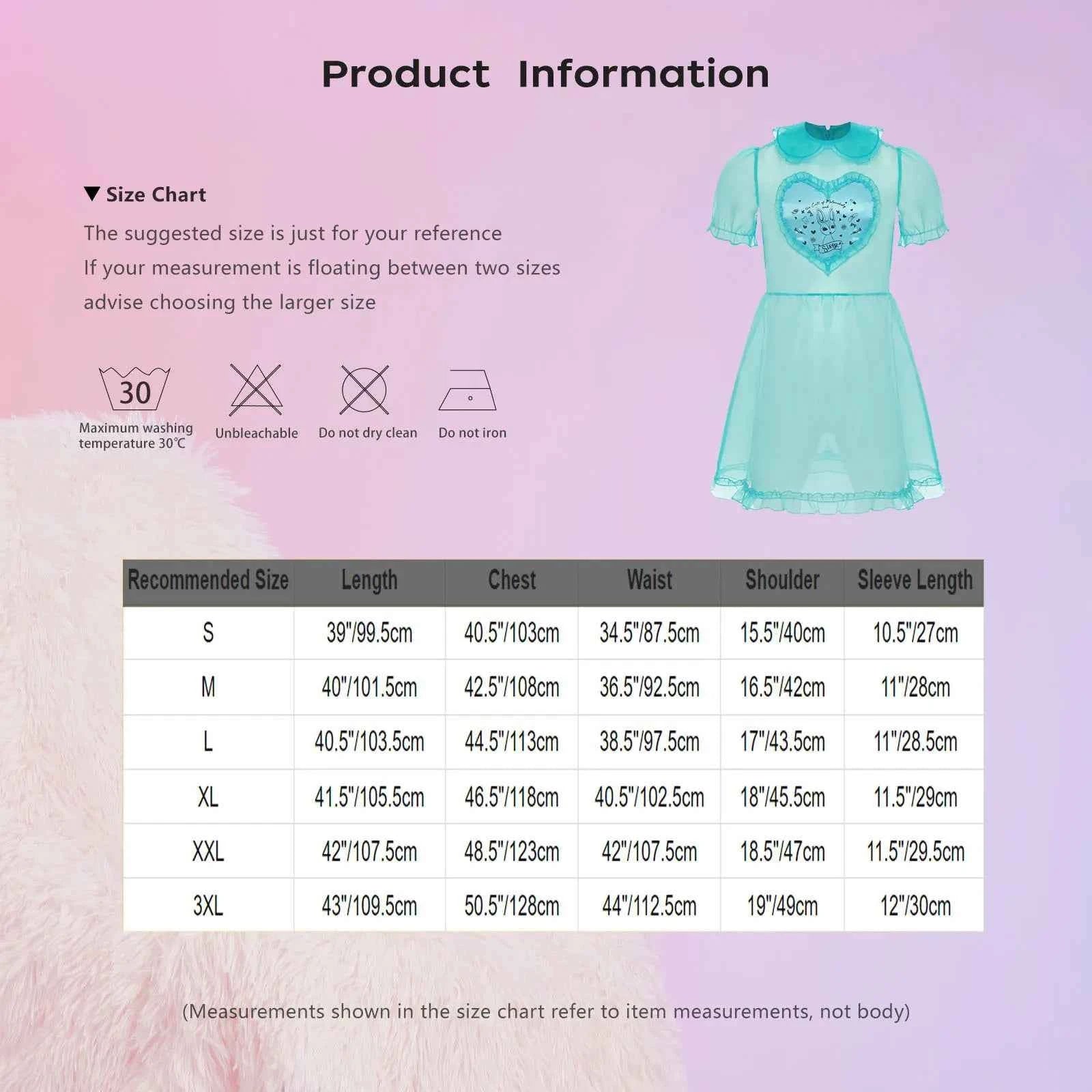 Mens Adult Organza Sissy Corssdresser  Collar Puff Sleeve Flare A-line