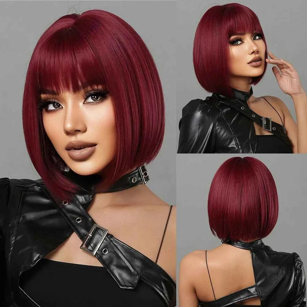 Fashion 26-inch long wavy synthetic wig for daily hair, high-temperature hair fiber wig set