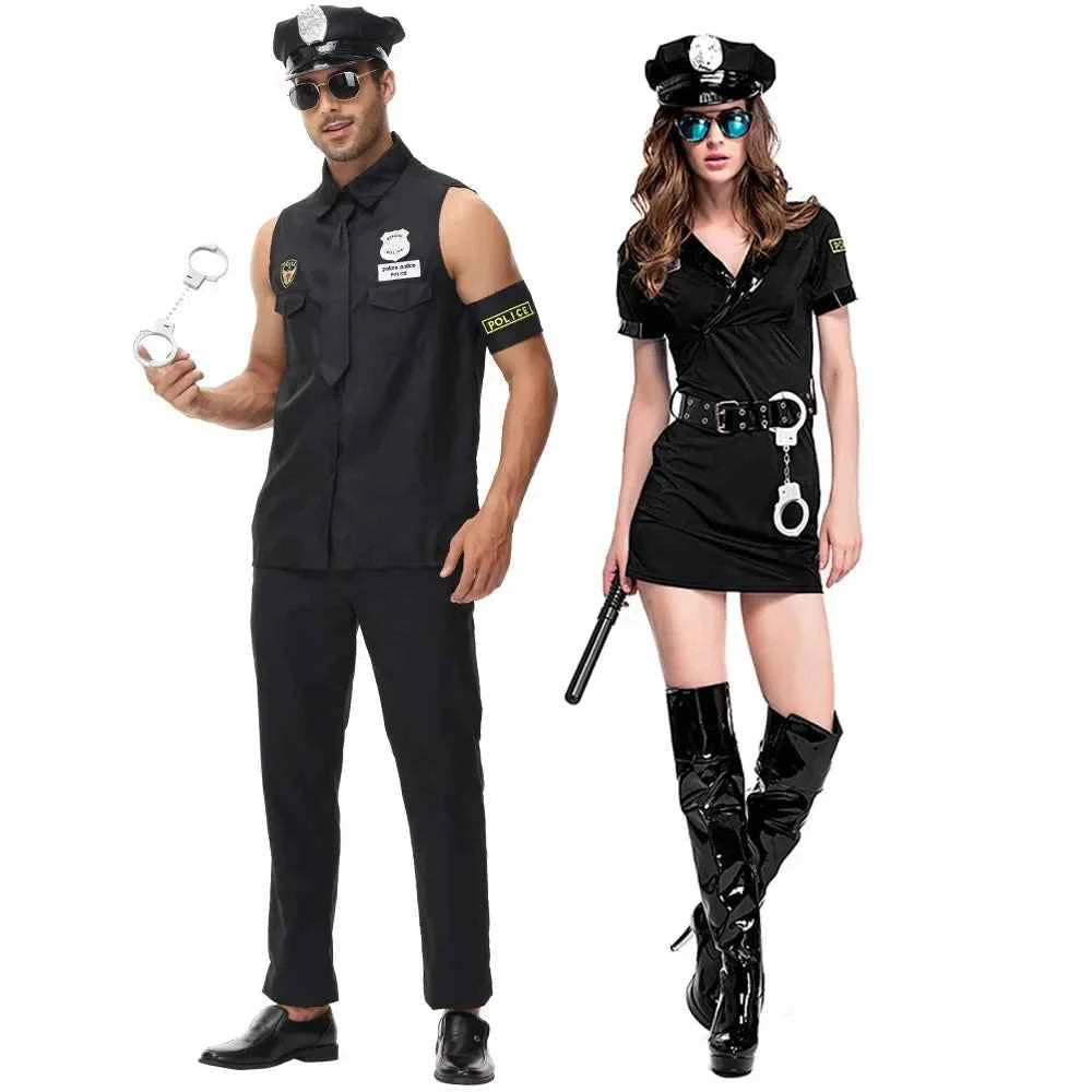 Halloween Adult Police Officer Policeman Costumes Cosplay For Polices Men Women Couples Masquerade Policess Fancy Dress