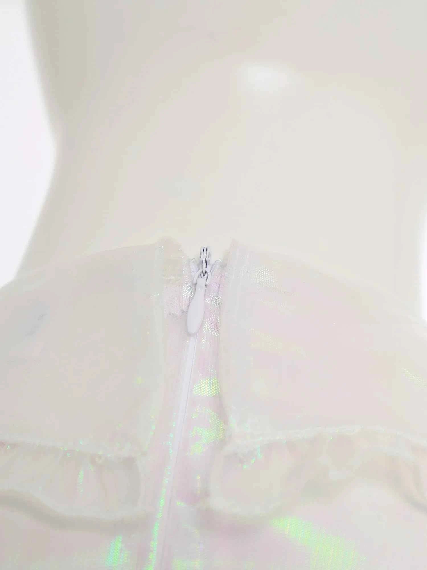 Mens Adult Organza Sissy Corssdresser  Collar Puff Sleeve Flare A-line