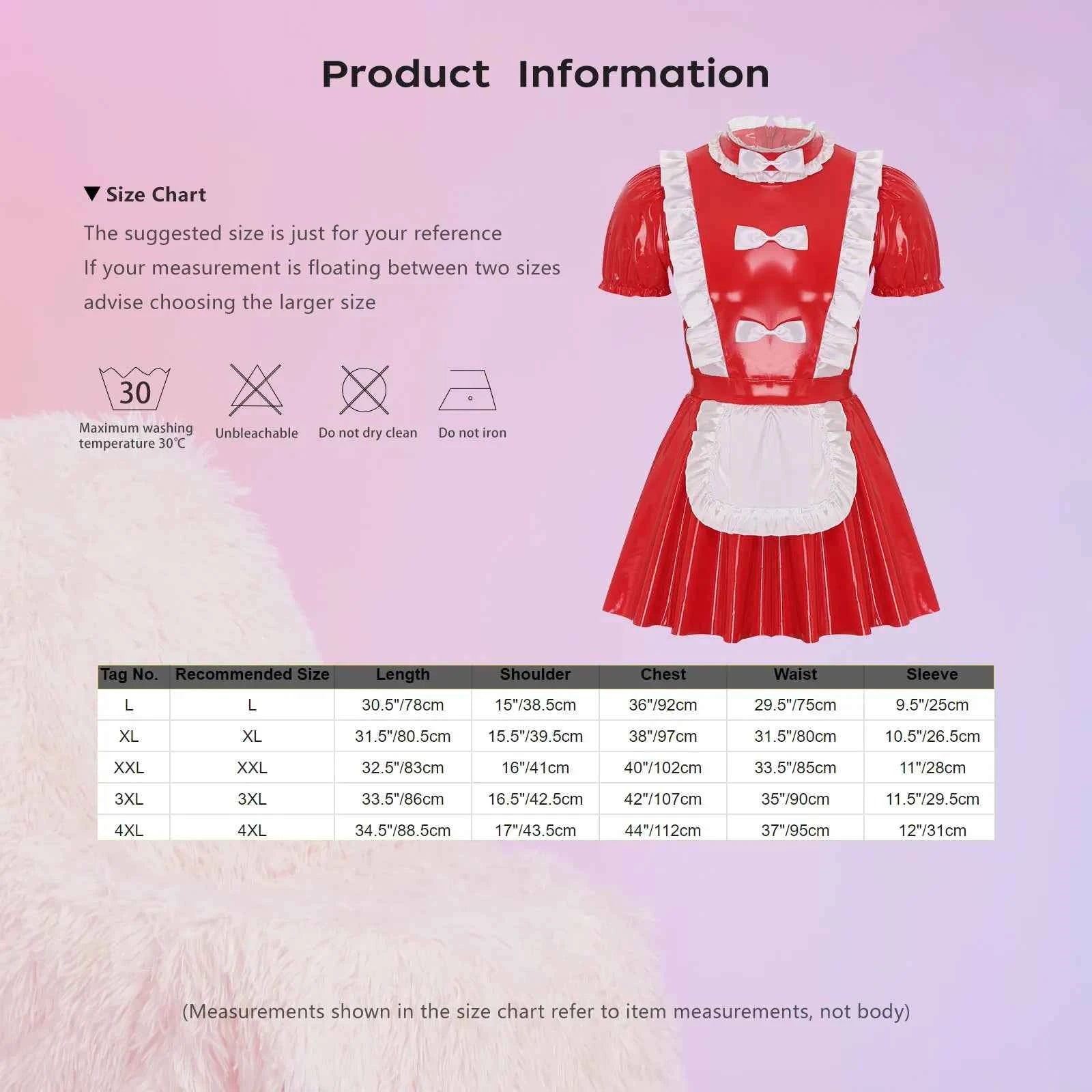 Mens Sexy Sissy Maid Wetlook Latex Ruffles Short Sleeve A Line Dress