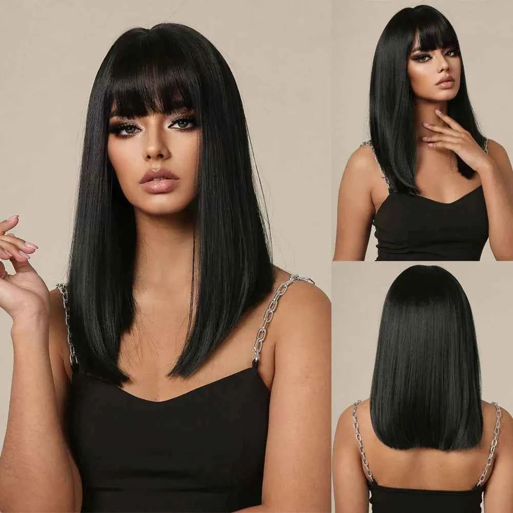 Fashion 26-inch long wavy synthetic wig for daily hair, high-temperature hair fiber wig set