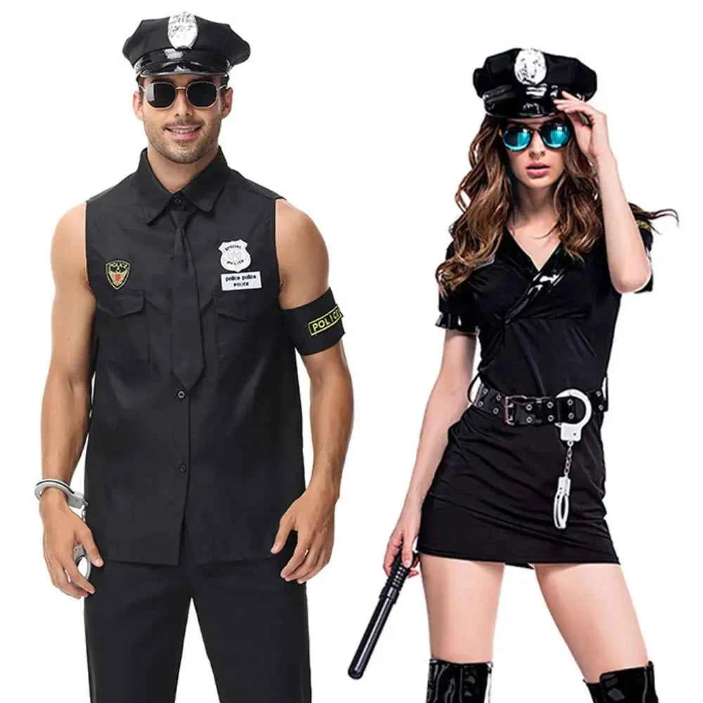 Halloween Adult Police Officer Policeman Costumes Cosplay For Polices Men Women Couples Masquerade Policess Fancy Dress