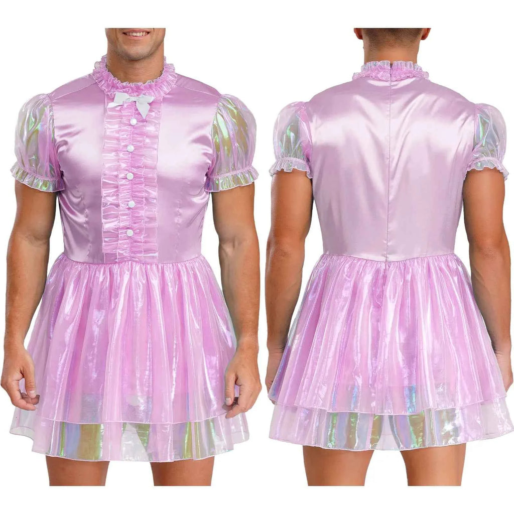 Mens Sissy Crossdress Ruffled Dress