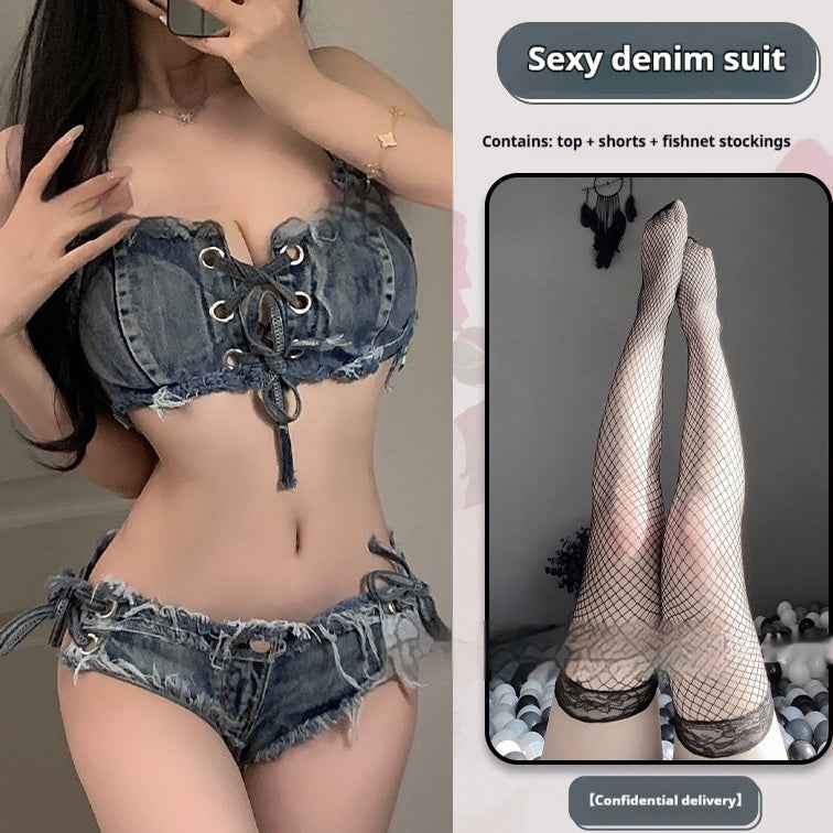 Pole Dance Clothing Women's Denim Bikini Underwear Ds Lead Dance Costume