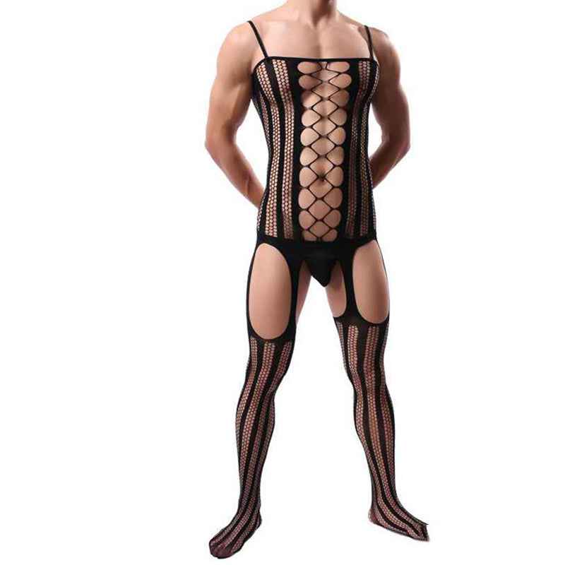 Men's Net Clothes One Piece Net Suspenders Large Stretch Hollow Out