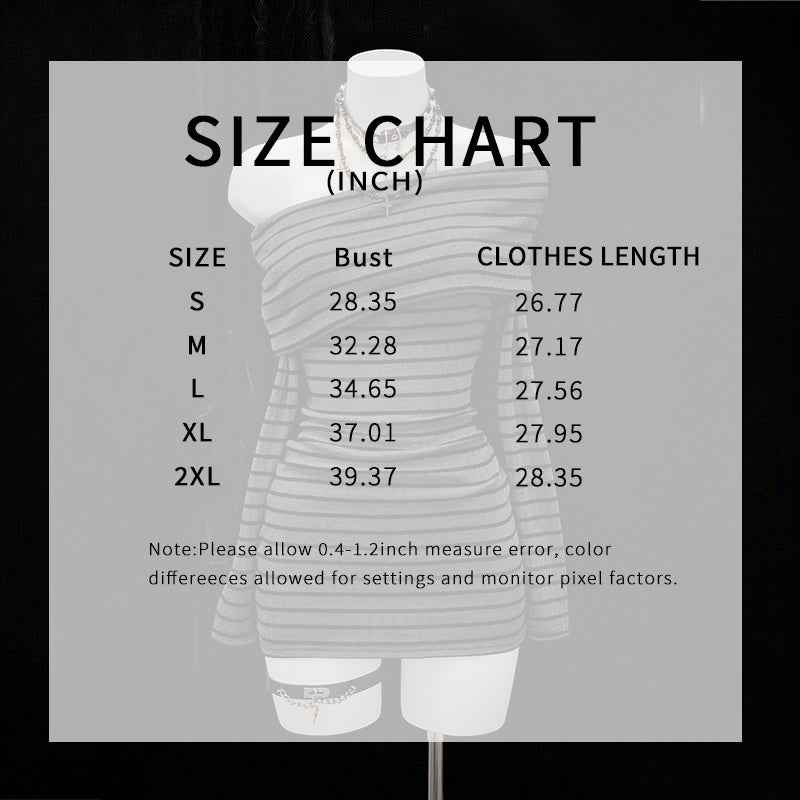 Women's Striped Off-Shoulder Bodycon Dress, Long Sleeve Sexy Mini Dress