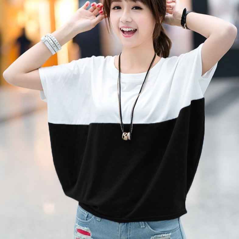 Loose-fitting Batwing Sleeve Shirt Women's Short Sleeve