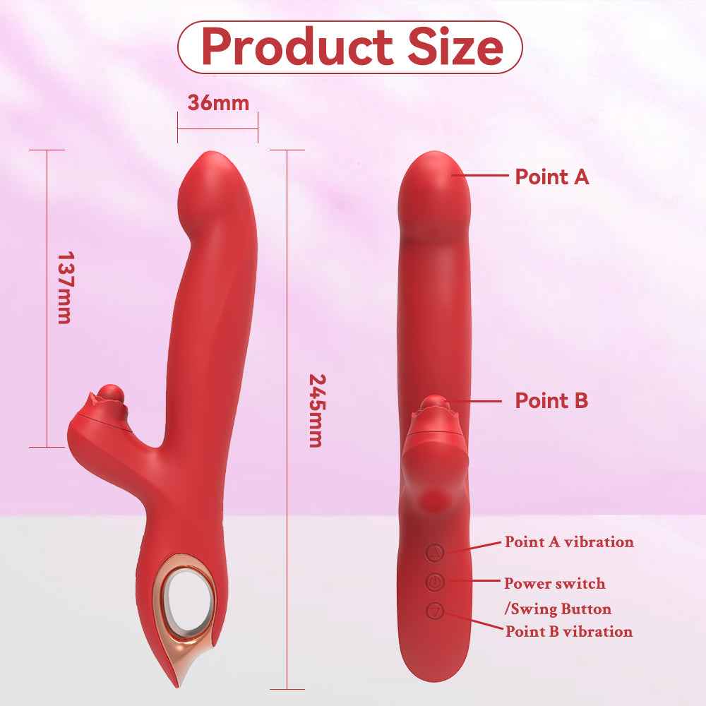 Double Vibration Stimulation For Clitoral Deep Tissue Massage - G Spot Vibrator With 10 Vibration 5 Swinging Modes,