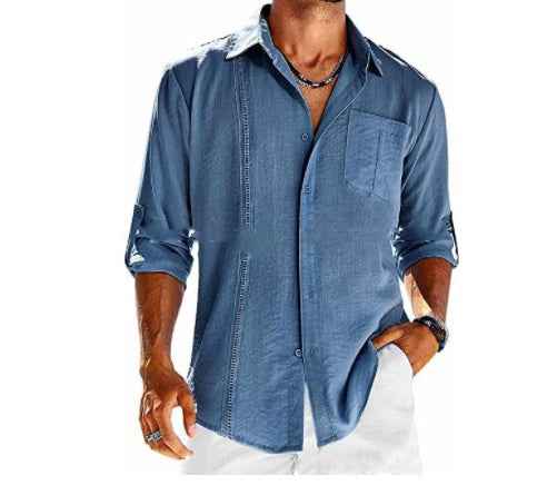Casual  Long Sleeve Shirt With Pocket button up