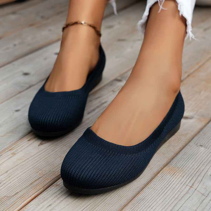 Round Toe Flats Comfortable Soft Slip On Mesh Shoes For Women