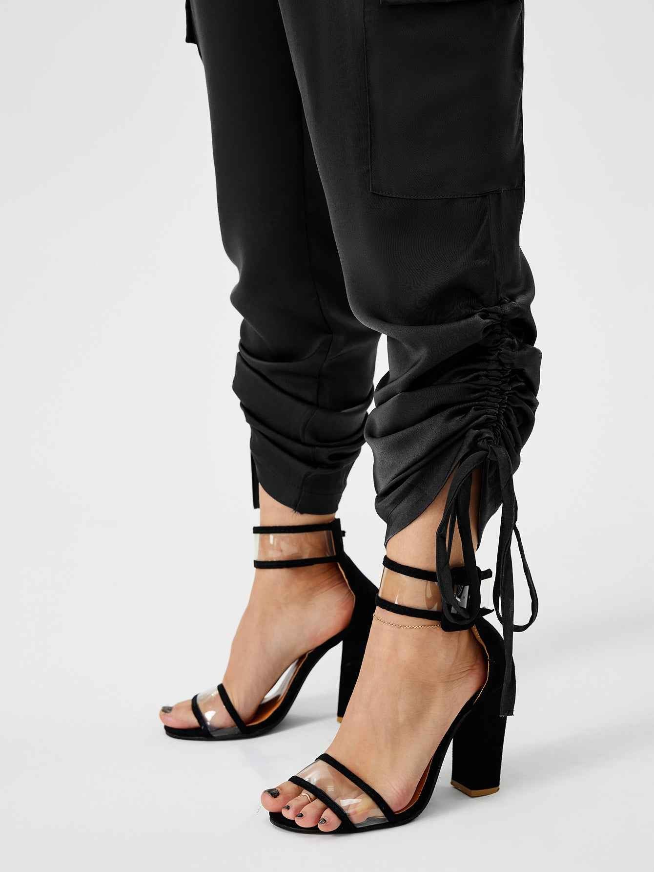 Women's Satin Jogger High Waist Lounge Pant With Pockets