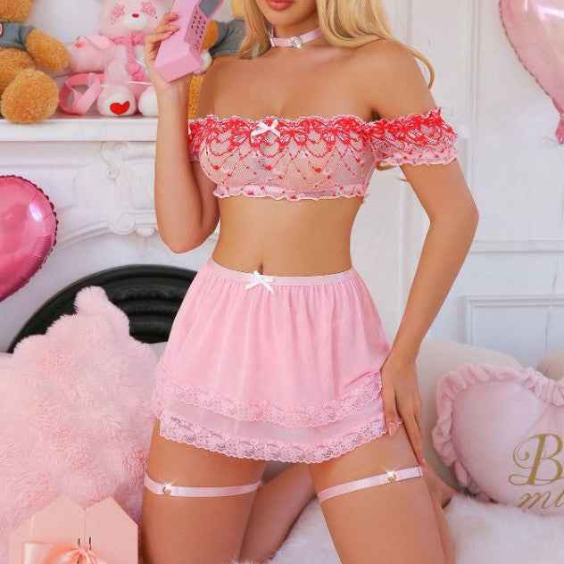 Off Shoulder Sheer Lingerie with skirt