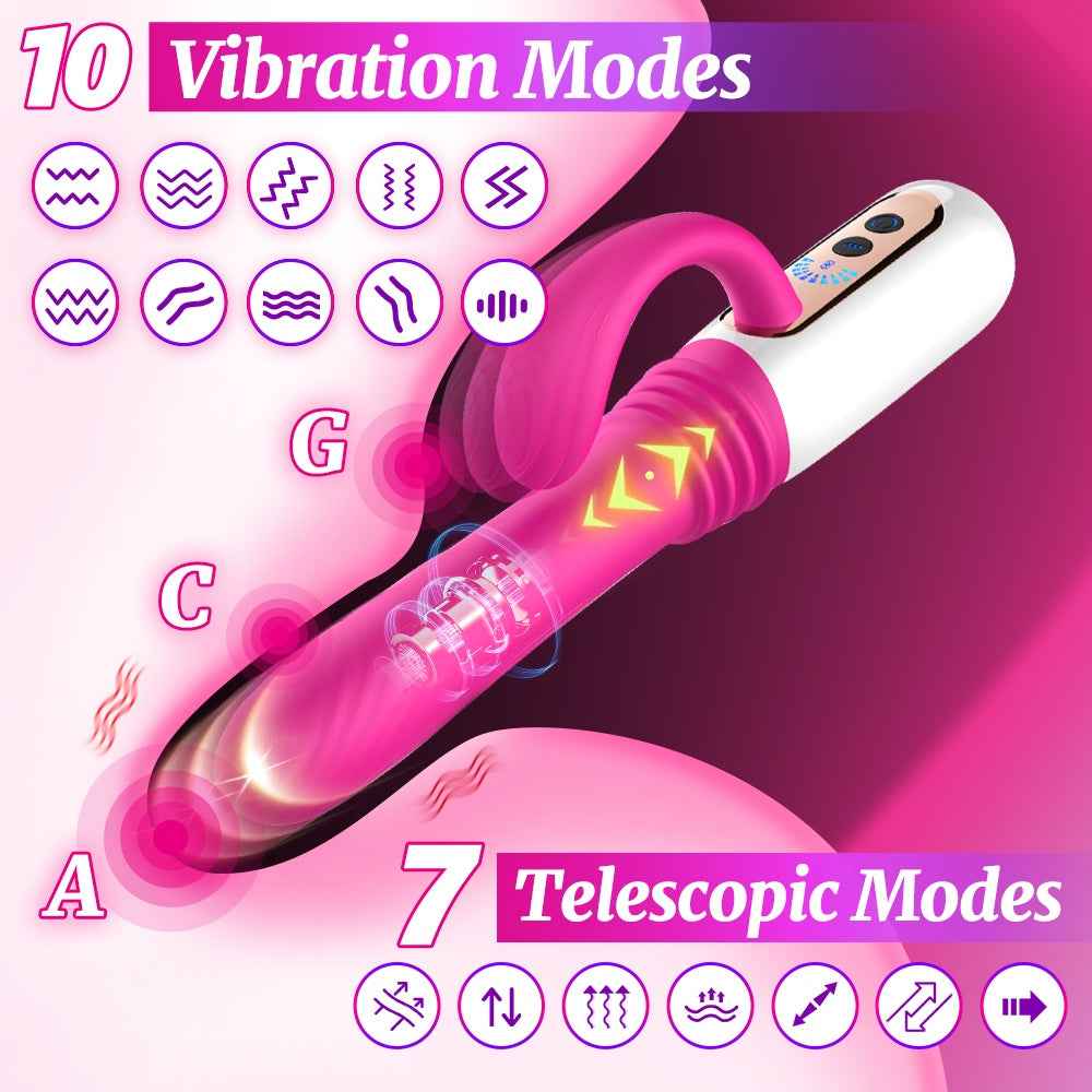 Thrusting Dildo Vibrator, Remoted Dildo With 10 Vibrating & 7 Thrusting