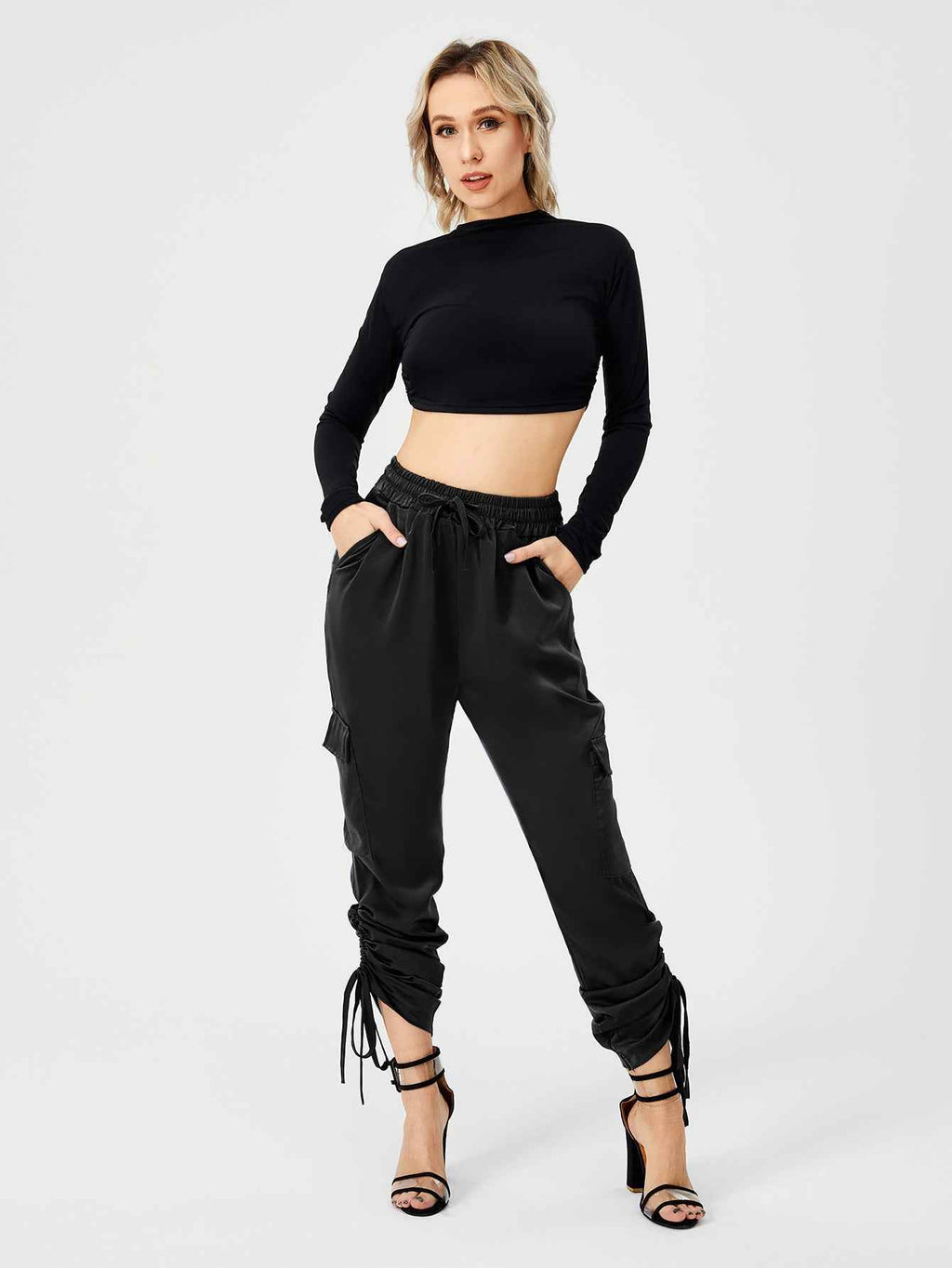 Women's Satin Jogger High Waist Lounge Pant With Pockets