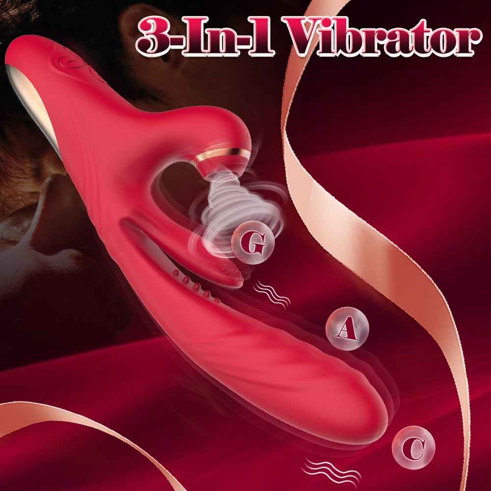 3 In 1 Woman Pleasure Toys Suction Tongue Vibrators For Triple Stimulation