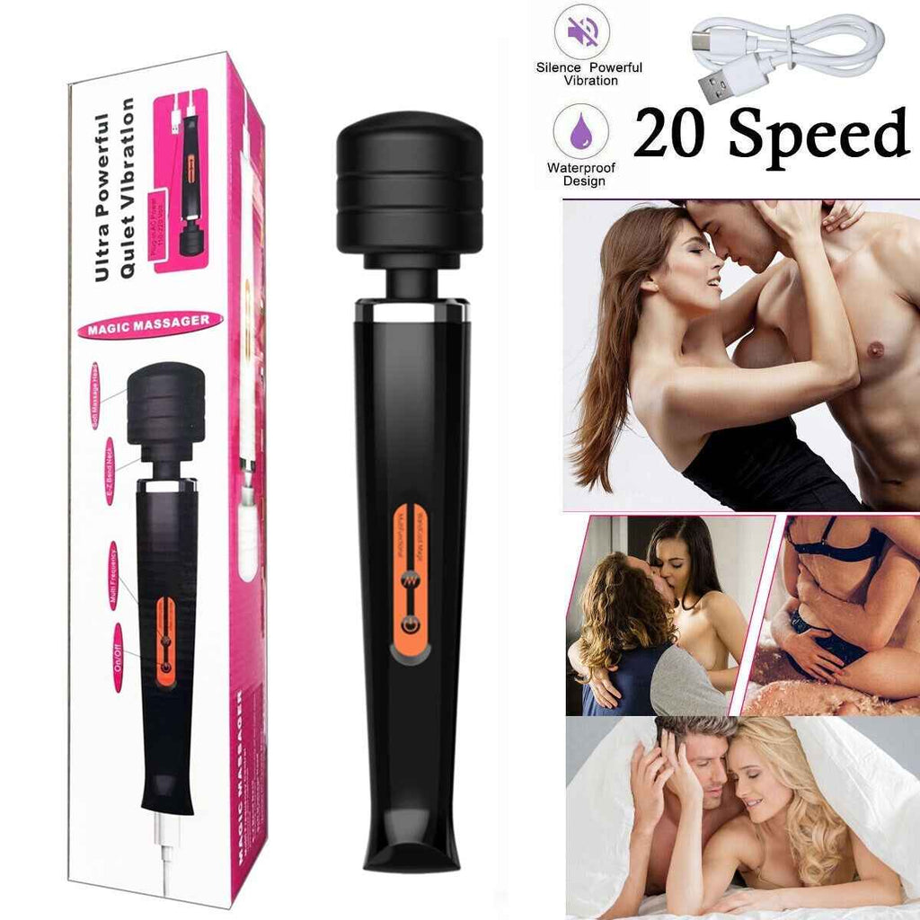 Magic Massager Wand Vibration 10 Speeds Vibrating Massage Full Body Motor USB Rechargeable