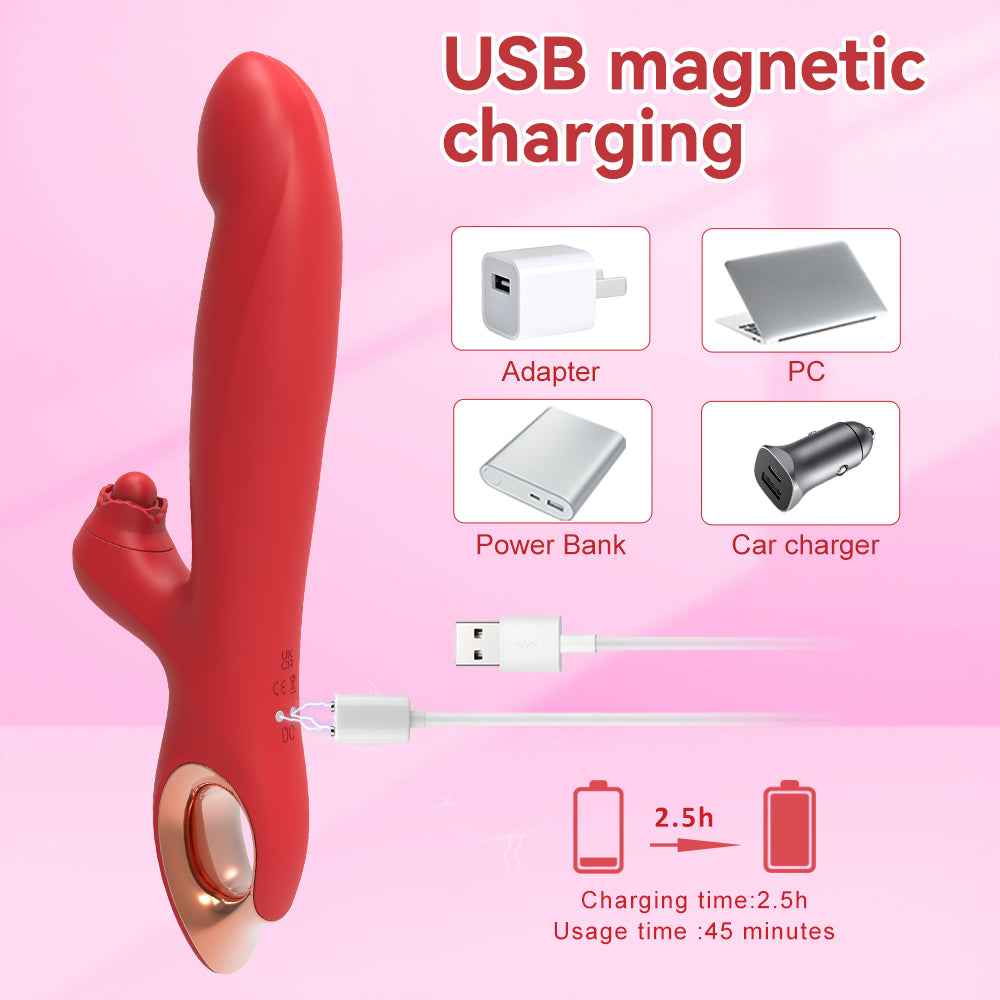 Double Vibration Stimulation For Clitoral Deep Tissue Massage - G Spot Vibrator With 10 Vibration 5 Swinging Modes,