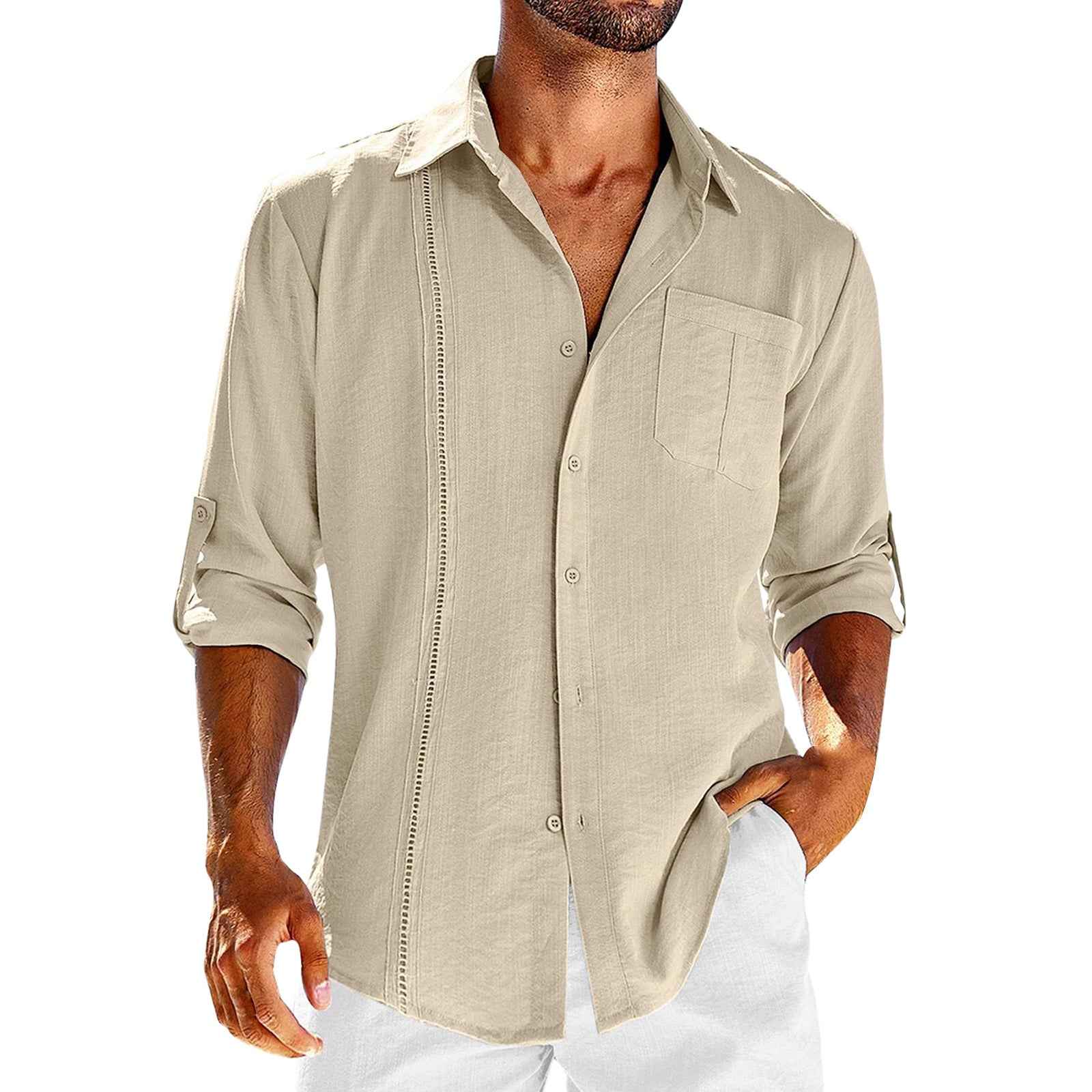 Casual  Long Sleeve Shirt With Pocket button up