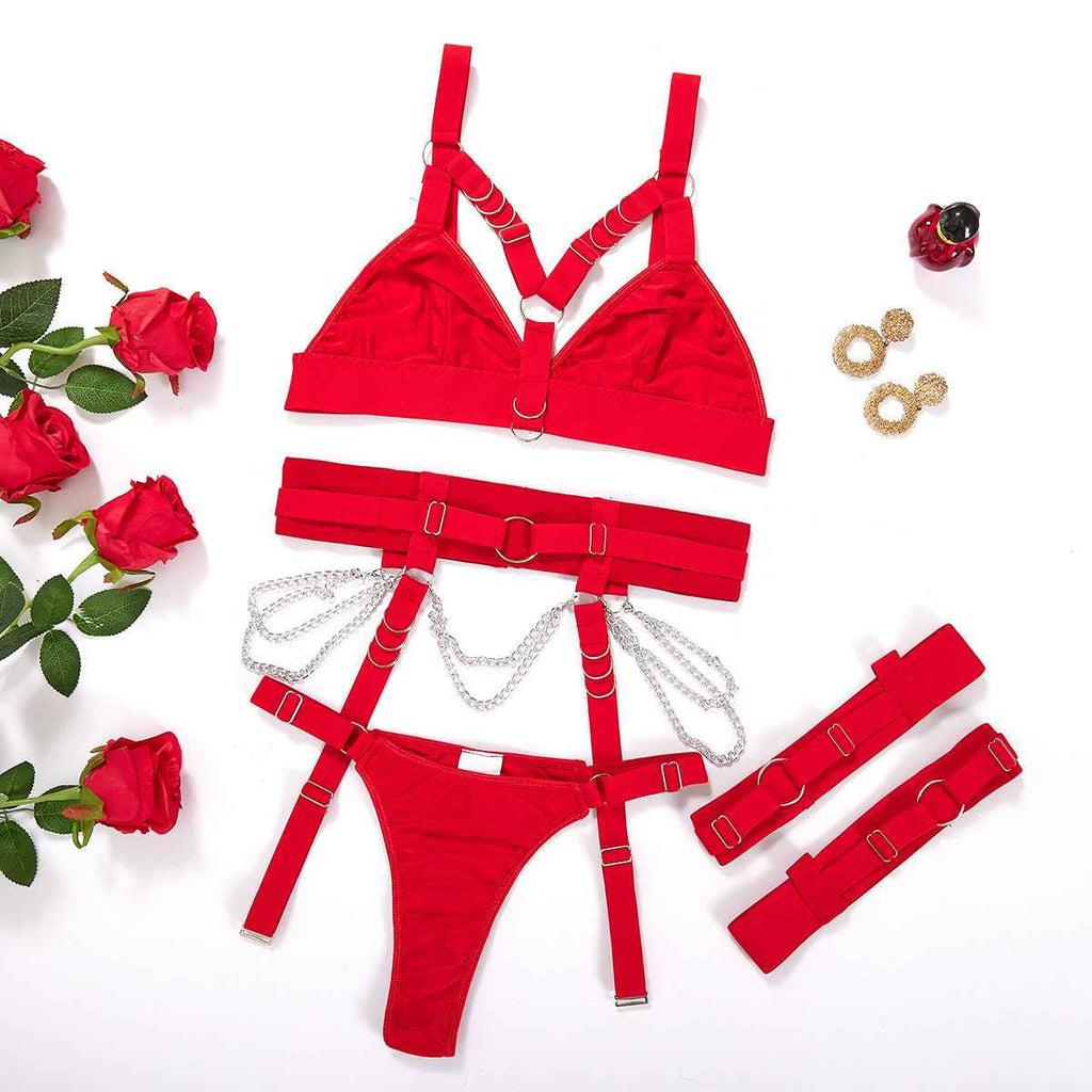 Women's Bondage Waist And Leg Loop Suspenders Adjustable Lingerie Set