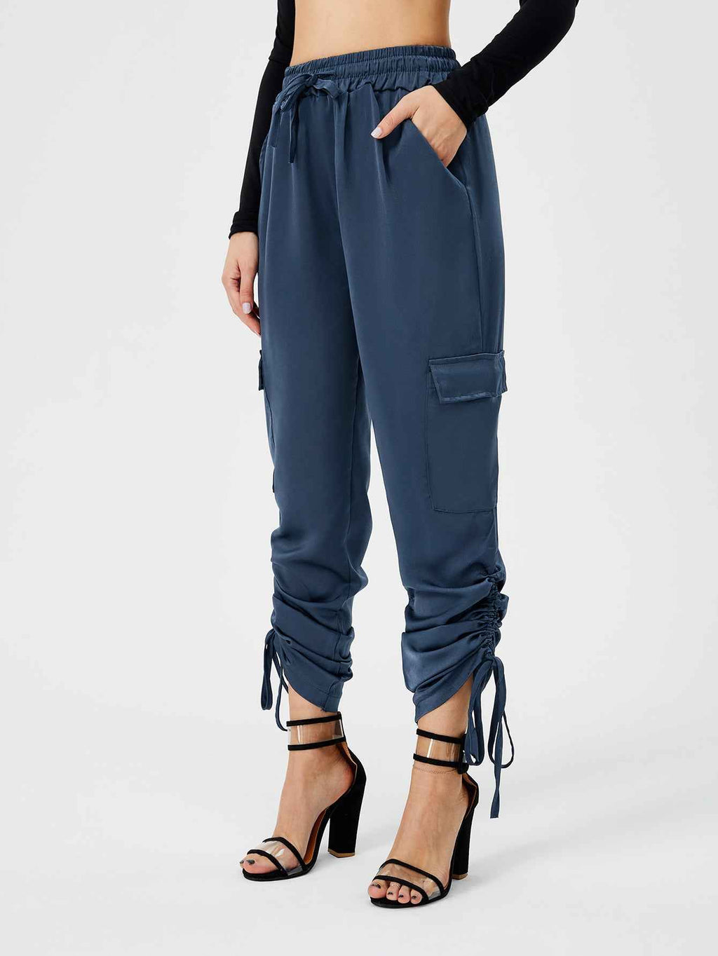 Women's Satin Jogger High Waist Lounge Pant With Pockets
