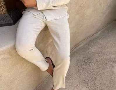 Casual Long-sleeved Suits Lapel Single-breasted Shirt with pants