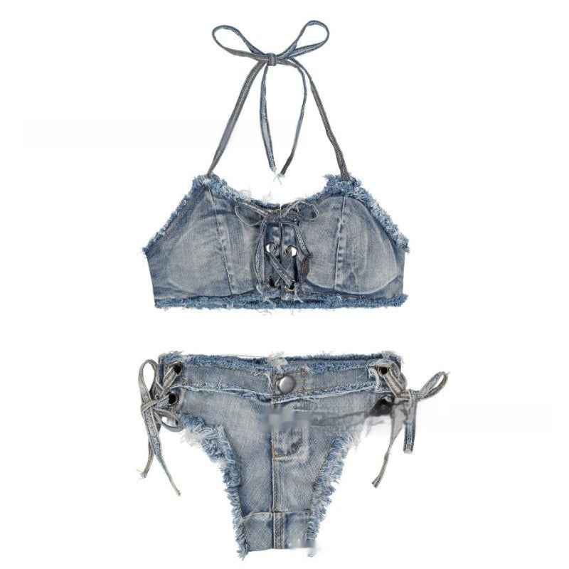 Pole Dance Clothing Women's Denim Bikini Underwear Ds Lead Dance Costume