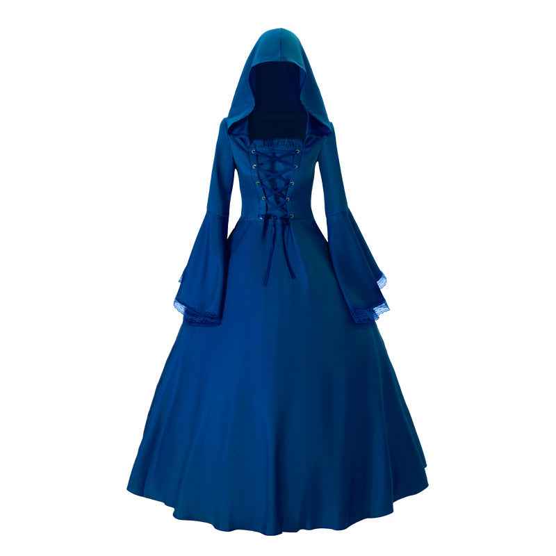 Halloween Medieval Retro Gothic Plus Size Trumpet Sleeve Dress